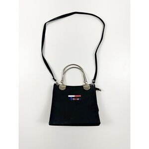 VINTAGE Y2K TOMMY HILFIGER Tommy's Shoulder Purse Chrome Metal Handles Black